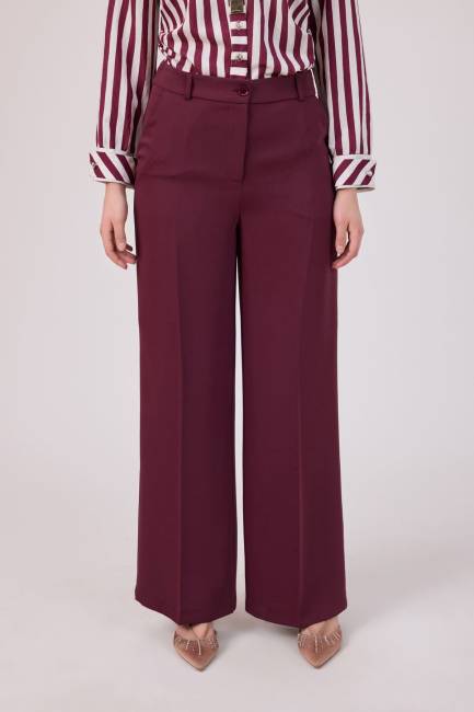 Dökümlü geniş paça pantolon - Thumbnail