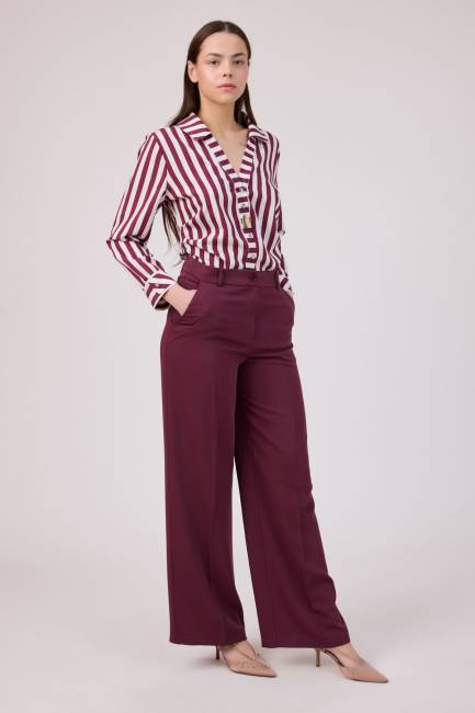 Dökümlü geniş paça pantolon - Thumbnail