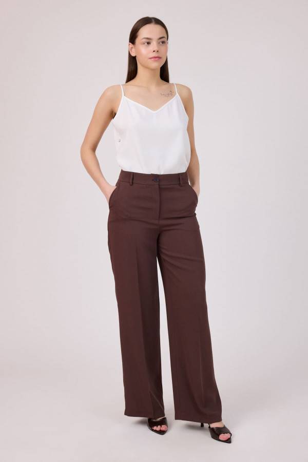 Dökümlü geniş paça pantolon