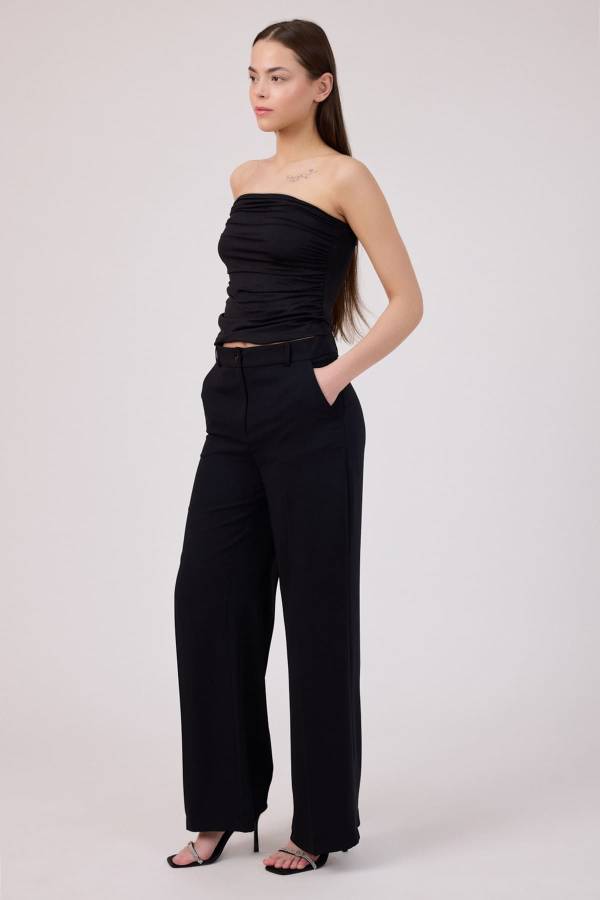 Dökümlü geniş paça pantolon