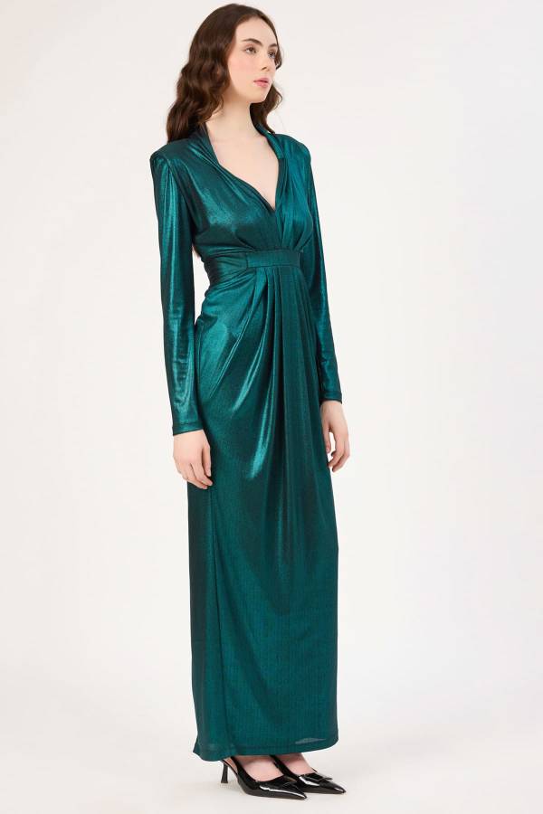 Drape detaylı abiye elbise