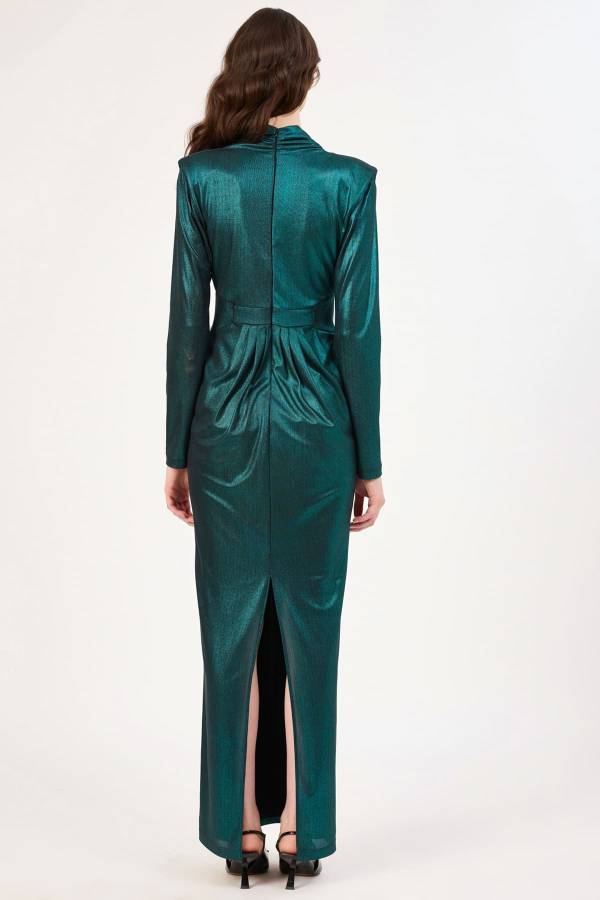 Drape detaylı abiye elbise