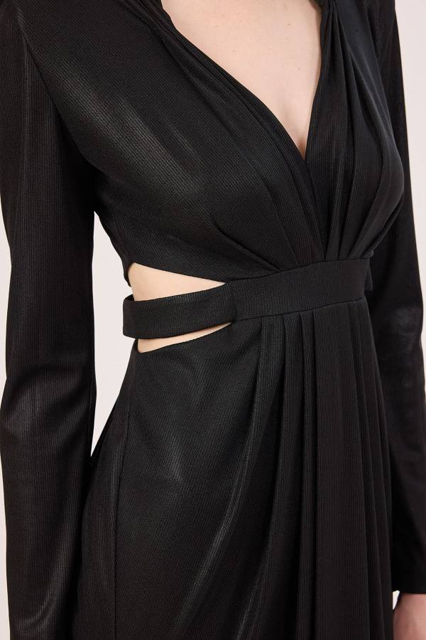 Drape detaylı abiye elbise