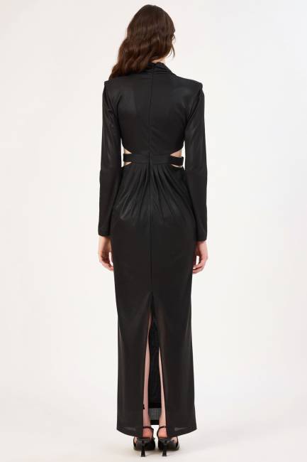 Drape detaylı abiye elbise - Thumbnail