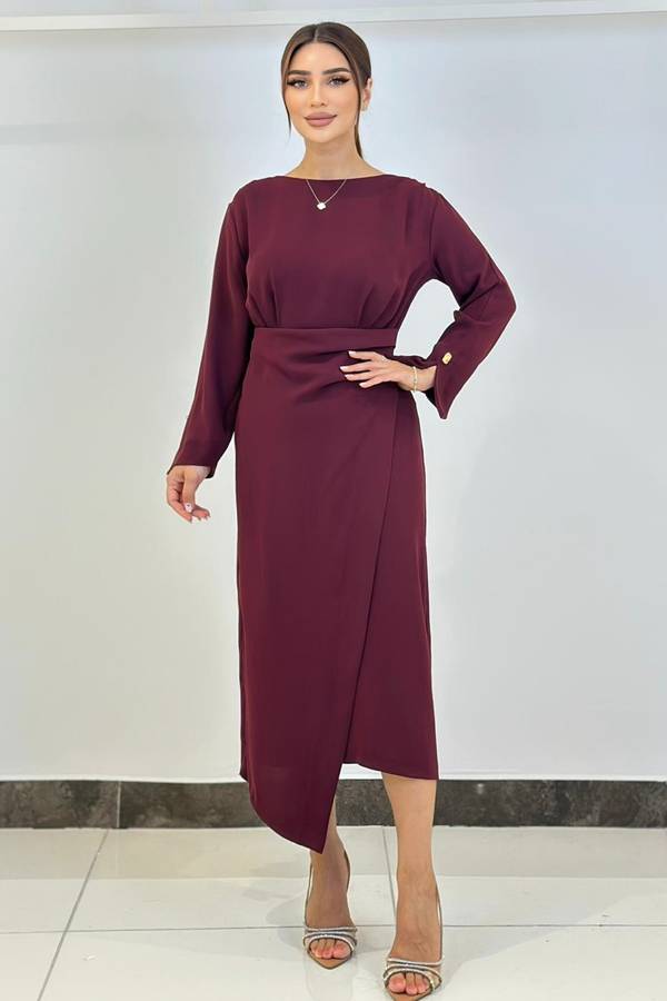 Drape detaylı asimetrik elbise Drape detaylı asimetrik elbise