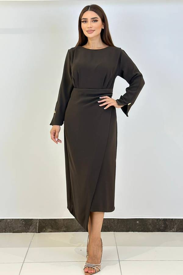 Drape detaylı asimetrik elbise Drape detaylı asimetrik elbise