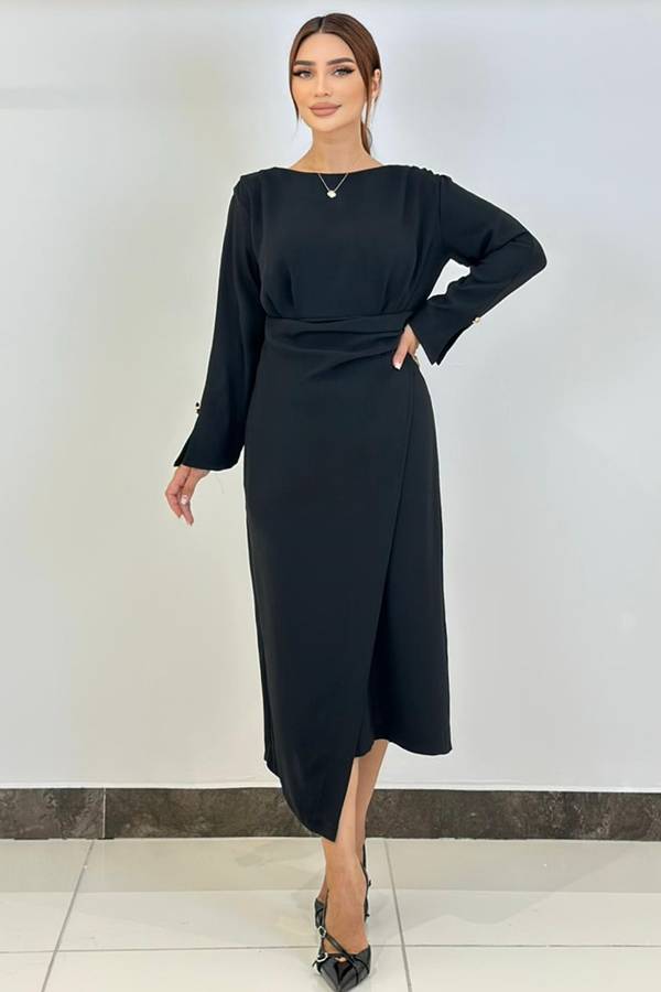 Drape detaylı asimetrik elbise Drape detaylı asimetrik elbise