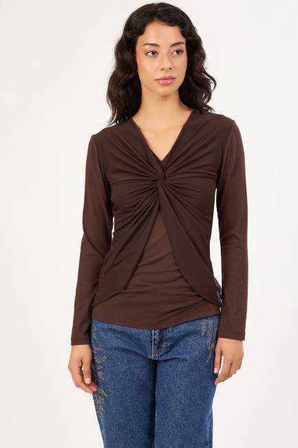  - Drapeli tül örme bluz