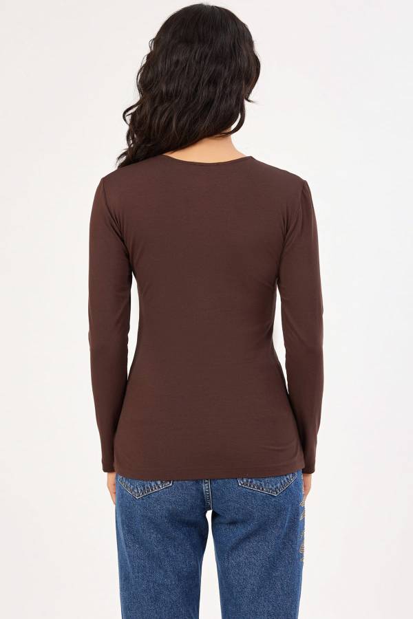 Drapeli tül örme bluz