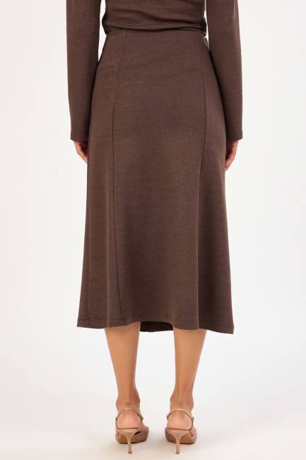 Düğme aksesuarlı triko etek - Thumbnail