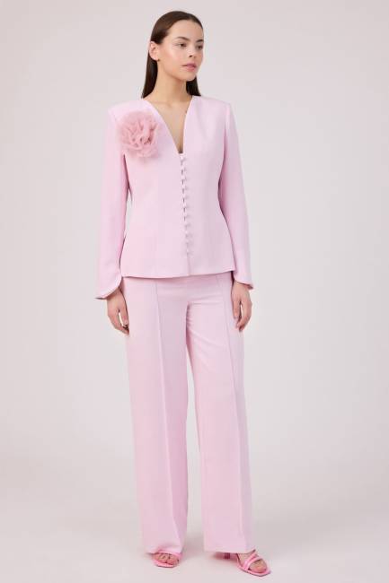 Düğme detaylı krep ceket - Thumbnail