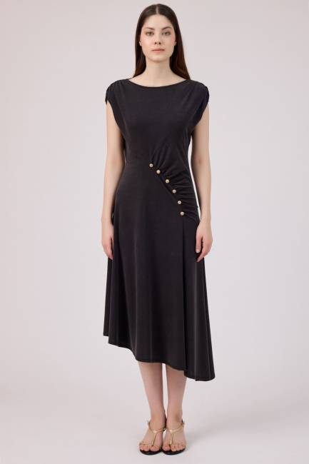 Fever - Düğme detaylı tencel elbise