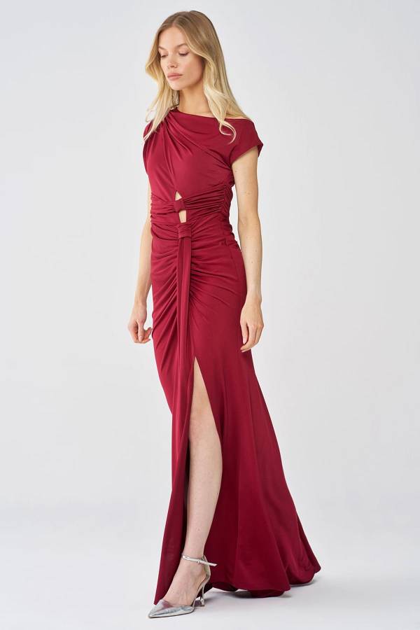 Düğüm detaylı maxi örme elbise