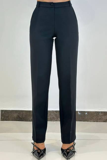 Düz kesim likralı klasik pantolon - Thumbnail