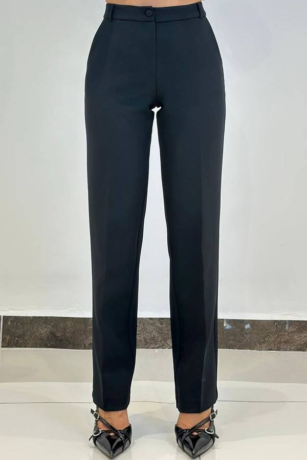 Düz kesim likralı klasik pantolon