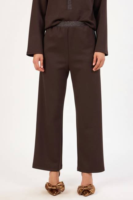 Düz paça likralı örme pantolon - Thumbnail