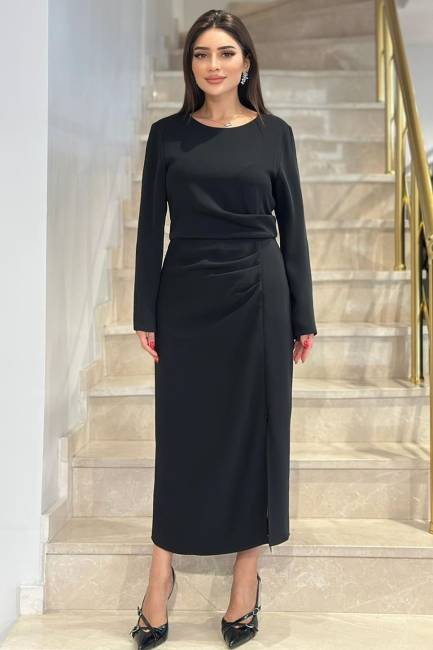 Fermuar detaylı elbise - Thumbnail