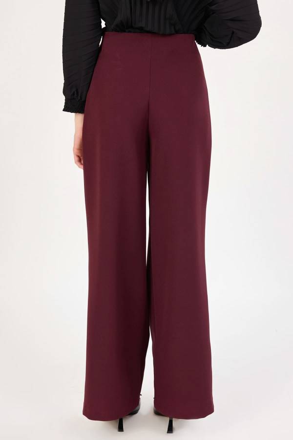 Fermuar detaylı pileli geniş paça pantolon Fermuar detaylı pileli geniş paça pantolon