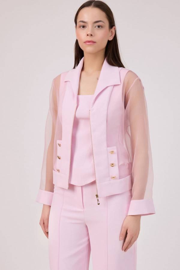 Fever - Fermuarlı organze geçişli ceket (1)