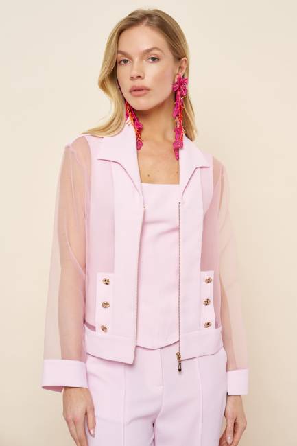 Fever - Fermuarlı organze geçişli ceket