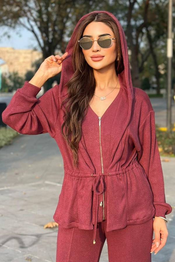 Fermuarlı örme bluz