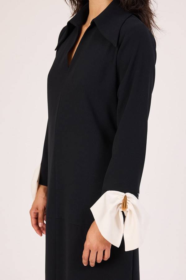 Fiyonk detaylı krep elbise