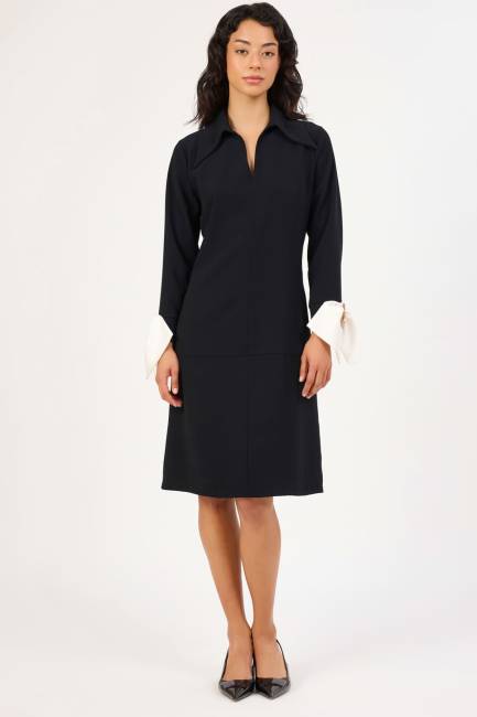 Fiyonk detaylı krep elbise - Thumbnail