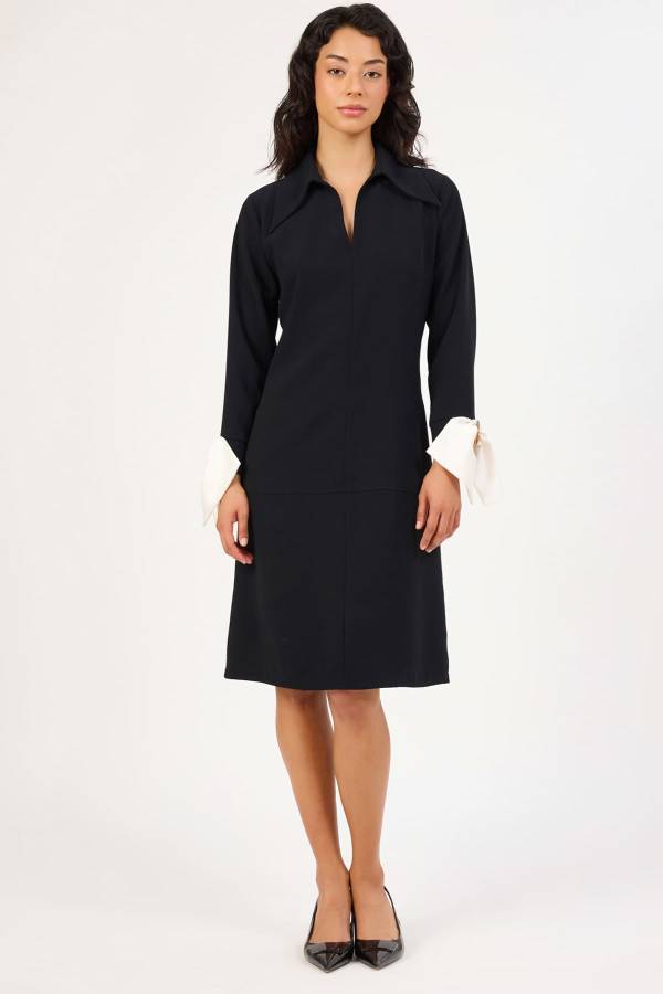 Fiyonk detaylı krep elbise