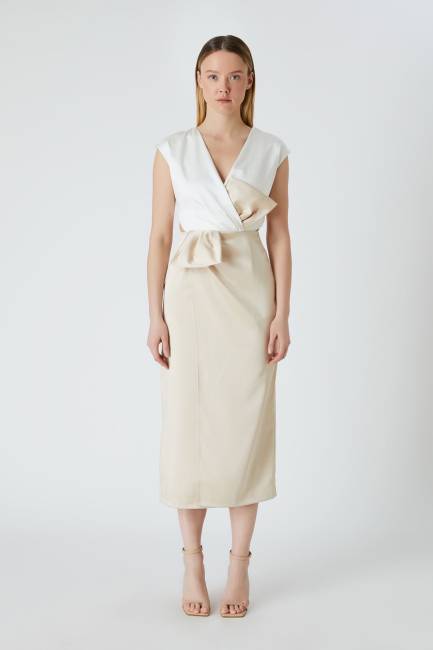 Fever - Fiyonk detaylı saten elbise