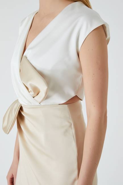 Fever - Fiyonk detaylı saten elbise (1)