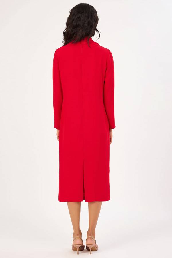 Fular detaylı midi elbise Fular detaylı midi elbise