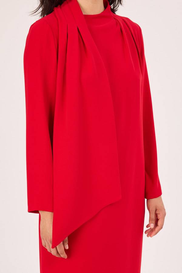 Fular detaylı midi elbise Fular detaylı midi elbise