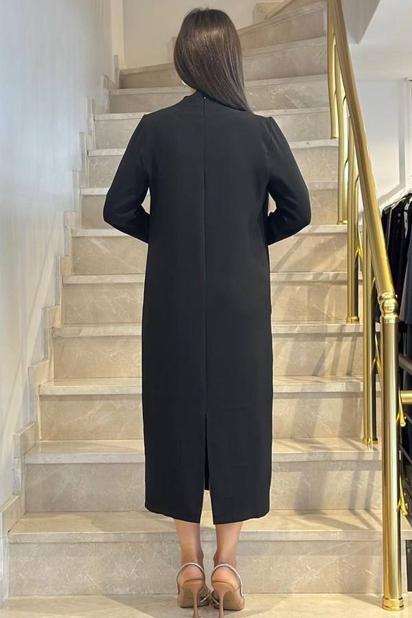 Fular detaylı midi elbise