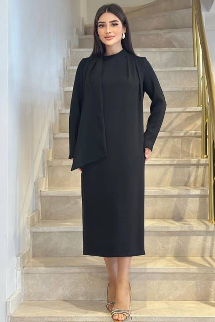 Fever - Fular detaylı midi elbise (1)