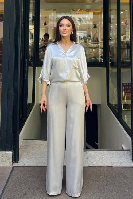 Fever - Geniş paça gümüş pantolon (1)