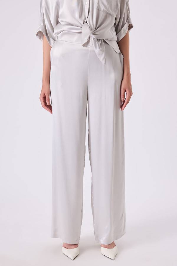 Geniş paça gümüş pantolon