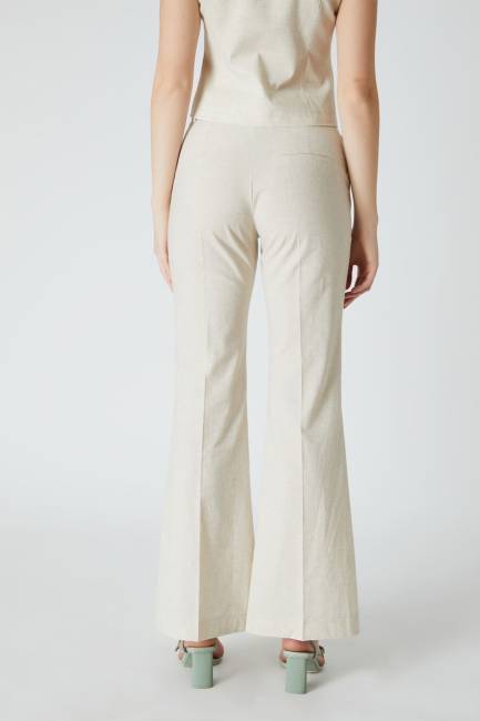 Geniş paçalı keten pantolon - Thumbnail