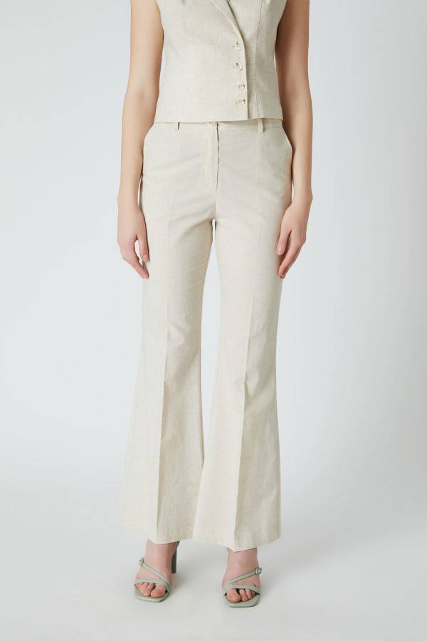 Geniş paçalı keten pantolon