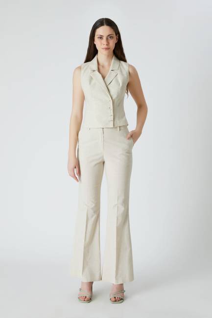 Geniş paçalı keten pantolon - Thumbnail