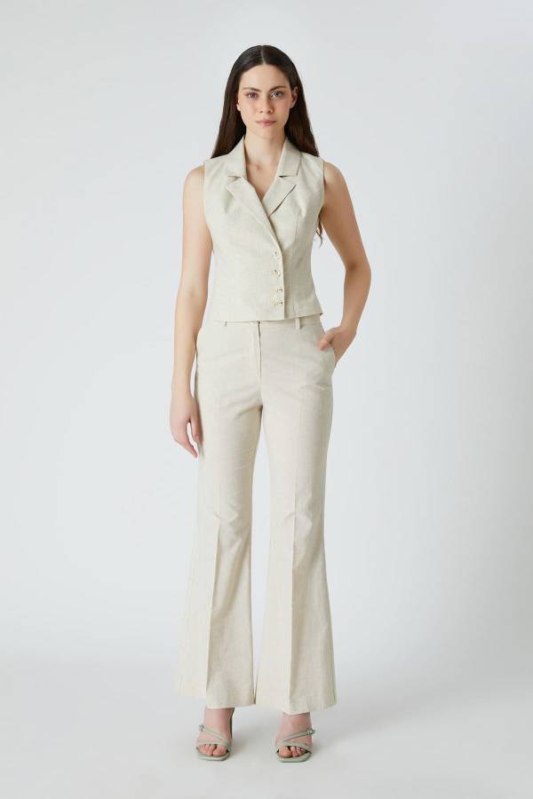 Geniş paçalı keten pantolon