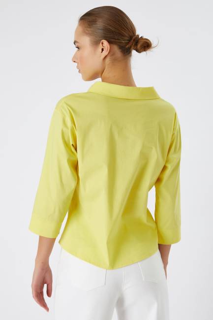 Geniş yakalı poplin gömlek - Thumbnail