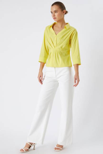 Geniş yakalı poplin gömlek - Thumbnail