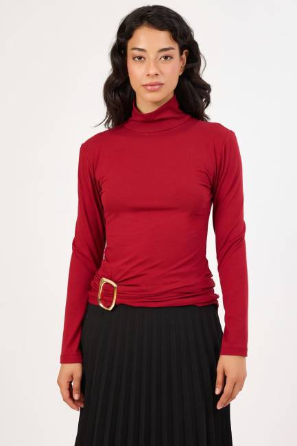 Fever - Gold toka detaylı boğazlı yaka bluz (1)