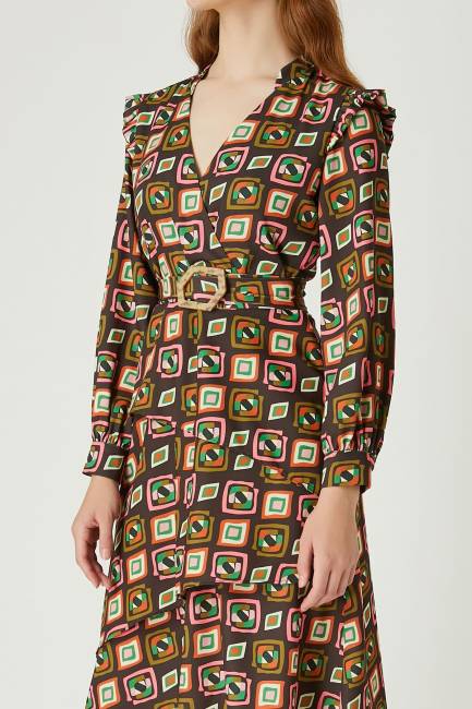 Grafik desenli elbise - Thumbnail