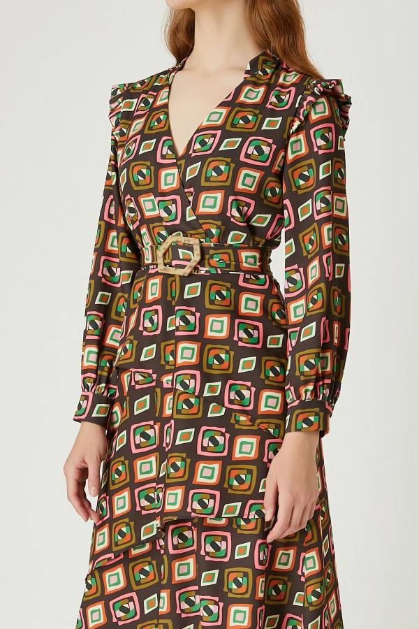 Grafik desenli elbise