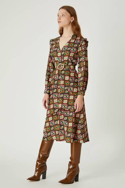 Grafik desenli elbise - Thumbnail