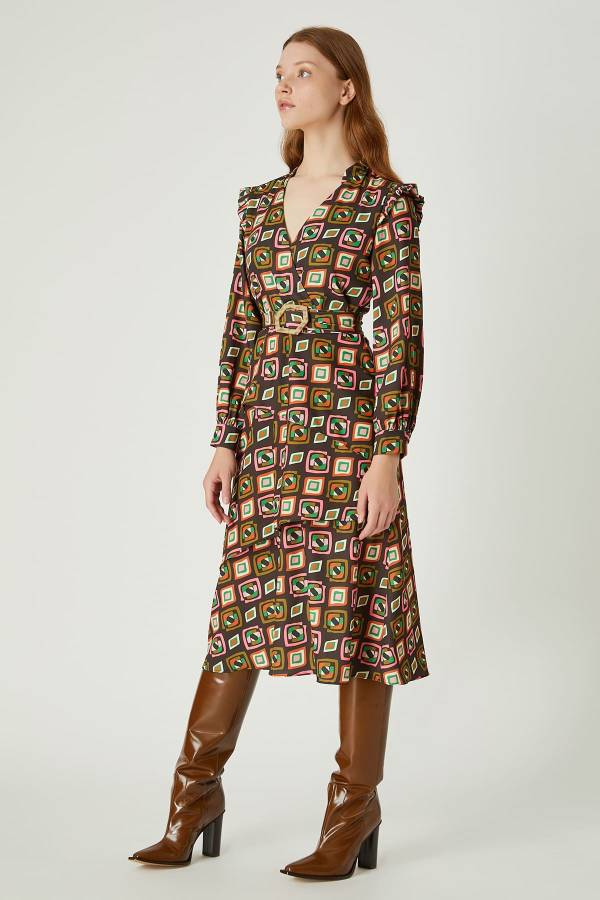 Grafik desenli elbise