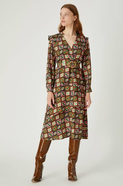 Grafik desenli elbise - Thumbnail