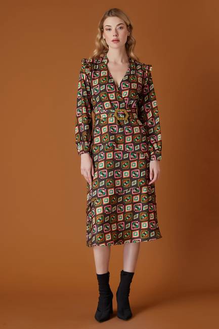 Grafik desenli elbise - Thumbnail