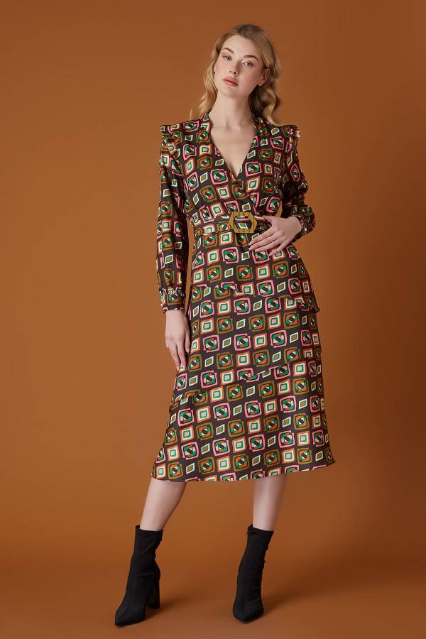 Grafik desenli elbise